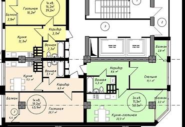 кварт: 1 комната, 46 м², парк Фучика Элитка, 9 этаж, ПСО (под самоотделку) — 2