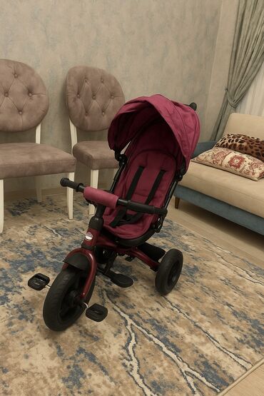 детские ножницы для новорожденных: Uşaq üçün üçtəkərli velosiped-araba (trike) - Rəng: bənövşəyi/bordo