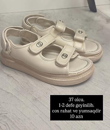küpe: Bej rəngli qadın sandal - Ölçü: 37 - Material: yumşaq, rahat üstlük — 1