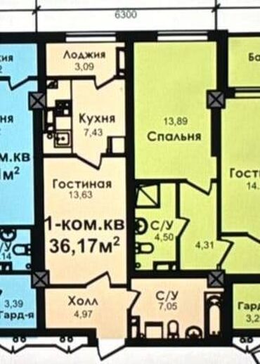 однокомнатная квартира цум: 1 комната, 36 м², Элитка, 9 этаж, ПСО (под самоотделку)