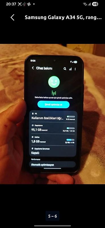 işlənmiş iphone x: Samsung Galaxy A34 5G, 128 GB, rəng - Boz, Düyməli, Barmaq izi, Face ID — 2