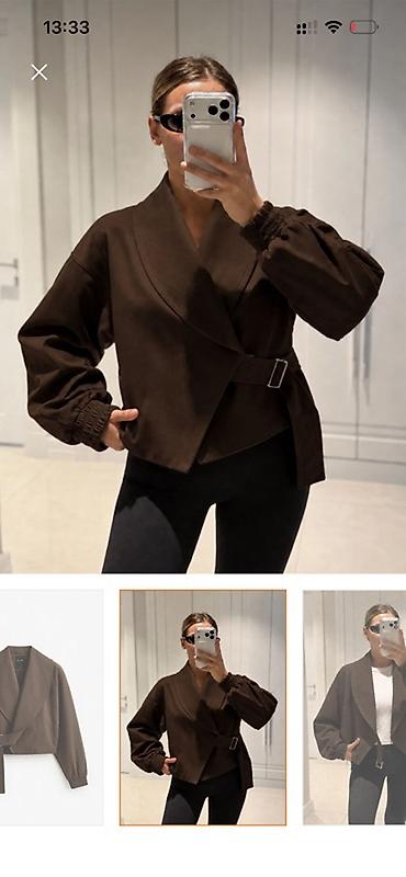 kurtka turk dilinde: Qadın üst geyimi – qısa kardyqan/yaqalı jaket - Rəng: tünd qəhvəyi - — 3