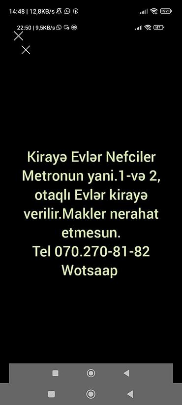 Mənzillər: Neftçilər metrosunun yanı – kirayə mənzillər - 1 və 2 otaqlı — 2