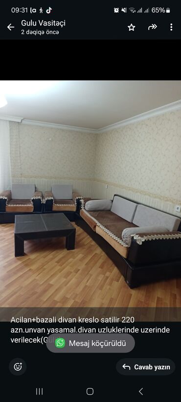 Sifarişlə divan dəstləri: İşlənmiş, Divan, 2 kreslo