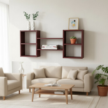 шкаф и настенные книжные полки: Полка навесная P001 (Винил Красный) Большая и стильная настенная полка