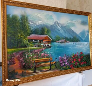 Şəkillər, tablolar: Ölçü 120/80 (12 ədəd). Böyükdürlər. Kətan parça üzərində yağlı boya — 17