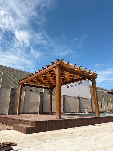 ailə agacı: Açıq havada istirahət zonaları üçün taxta pergola 6x4 metr - — 3