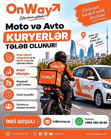 Moto-kuryer tələb olunur, Aylıq ödəniş lalafo.az -da — 2 Moto-kuryer tələb olunur, Aylıq ödəniş — 2