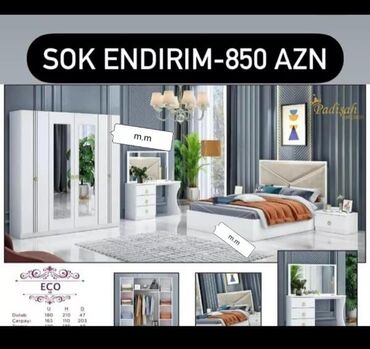 Yataq otağı dəstləri: İkinəfərlik çarpayı, 2 tumba, Dolab, Termo, Azərbaycan, Yeni — 7