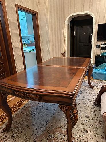 Masalar: Klassik üslubda massiv ağacdan hazırlanmış genişləndirila bilən yemək — 3