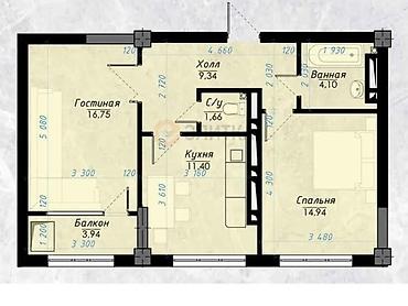 Продажа квартир: 2 комнаты, 61 м², Элитка, 8 этаж — 9