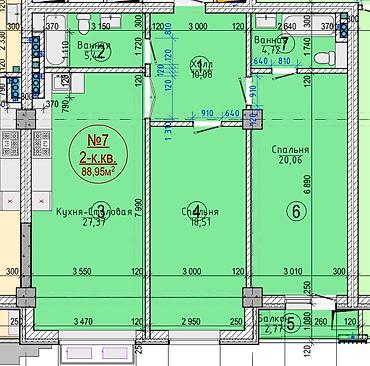 gala group: 2 комнаты, 89 м², Золотой квадрат Элитка, 12 этаж, ПСО (под самоотделку) — 2