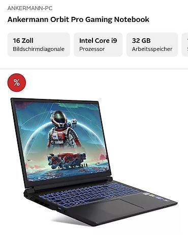 Другие бренды ноутбука: 💻 Ankermann Orbit Pro Gaming Notebook – Core i9 / 32GB RAM / 1TB SSD / — 7