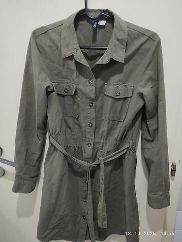 tunike prodaja: Odlična H&M maslinasto zelena košulja-haljina / vl 38 sa — 1