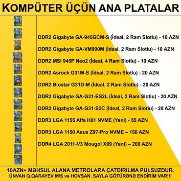 Блоки питания: Материнская плата Kompüter üçün Ana Platalar