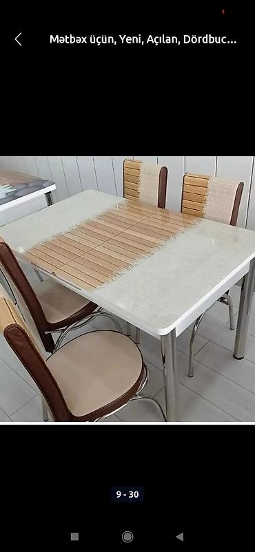 kreslo kravat: Mətbəx üçün, Yeni, Açılan, Dördbucaq masa, 4 stul — 5