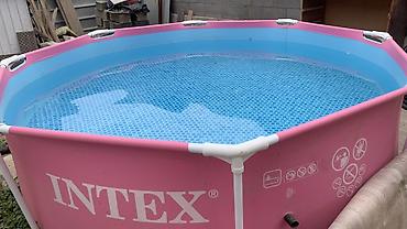 надувные басейны: Каркасный бассейн Intex, овальной 244/76 октагональной формы, розового — 1