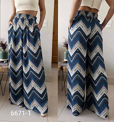 Pantalone: Ženske široke pantalone - Kroj: palazzo/široke nogavice, dužina do — 3