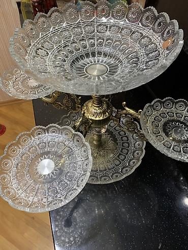 Kristal meyvə-piroq stendi, çoxsəviyyəli - Material: qalın naxışlı