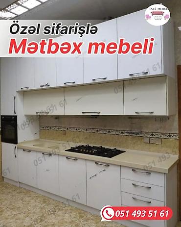 sud ceken: Özəl sifarişlə mətbəx mebeli - Ağırlıqlı olaraq ağ rəngli, müasir düz — 1