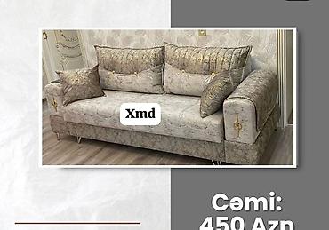 Divanlar: Tek divan – 450 AZN - Müasir dizayn: dərin kapitone tikişlər, qızılı — 14