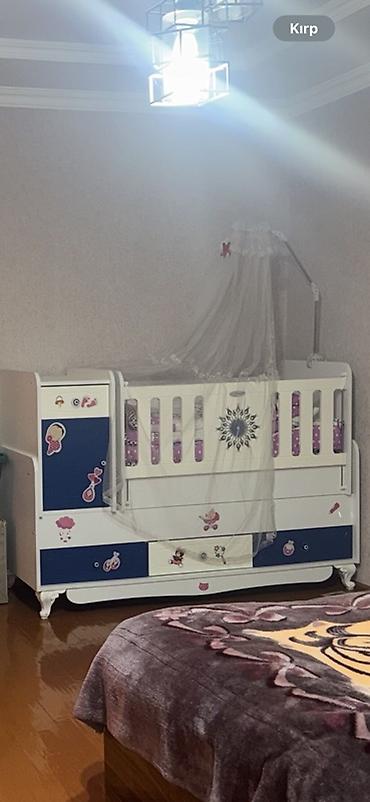 продам матрас бу: Uşaq beşiyi – modul kombinə edilmiş model - Rəng: ağ-göy tonlarda — 2