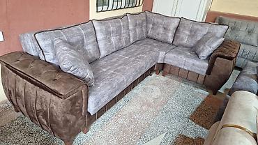 ucuz divanlar: Künc divan, açılıb yataq formasına düşən funksional modeldir. Dizaynı — 1