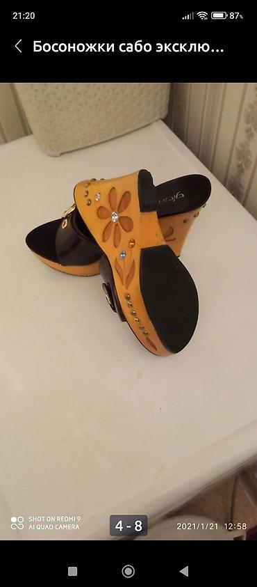 Босоножки, сандалии, шлепанцы: Босоножки Сабо эксклюзивная модель, натуральная кожа, деревянная — 7