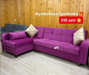 Masa və oturacaq dəstləri: Künc divan, Yeni, Açılan, Bazalı, Parça