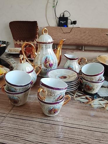 Qab-qacaq və mətbəx ləvazimatları: Çay dəsti, rəng - Qızılı, Farfor, 6 nəfərlik, Polşa — 1