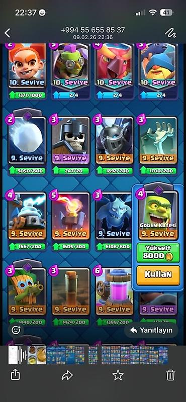 Digər kolleksiyalar: Clash Royale hesabı - Kral səviyyəsi: 49 - Qızıl: 190 540 - Cəvahir — 8