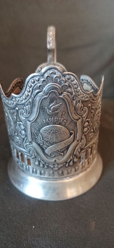 qul: Sovet dövrü metal stəkanaltı (podstakannik) - Material: güman ki