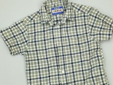 biała bluzka z długim rękawem: Shirt 4-5 years, condition - Good, pattern - Cell, color - Beige