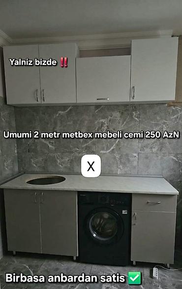 2 metr mətbəx mebeli dəsti - Üst dolablar: 3 bölmə, asma qapılar
