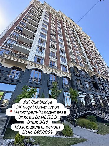 3 комнаты, 120 м², Южная Магистраль Элитка, 9 этаж, ПСО (под самоотделку)