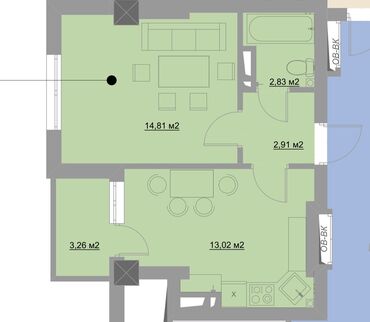 тимура фрунзе гагарина: 1 комната, 36 м², Индивидуалка, 5 этаж, ПСО (под самоотделку)