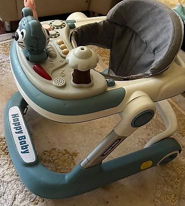 tibbi mehsullar: Happy Baby uşaq gəzdirəni (walker) - Rəng: açıq mavi/ağ, oturacaq — 1