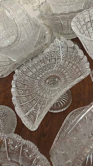 Kəpəz naxışlı kəsme şüşə dəst - Material: ağır kəsme şüşə/kristal