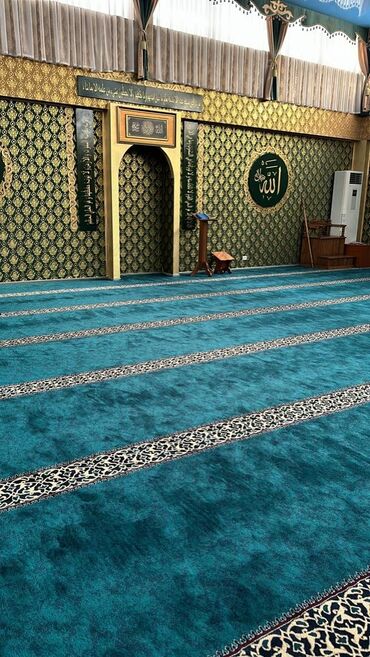 ковёр для дома: Жайнамаз, Новый, Ковролин для мечети, цвет - Голубой
