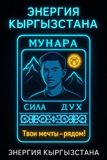 костюмерная винтаж дворец спорта ( костюмерная фея) бишкек: Постер "Энергия Кыргызстана" с изображением молодого человека и