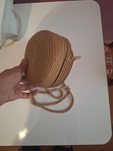 Çantalar: Təbii rəngli dairəvi toxunma çiyin çantası - Material: toxunma — 2