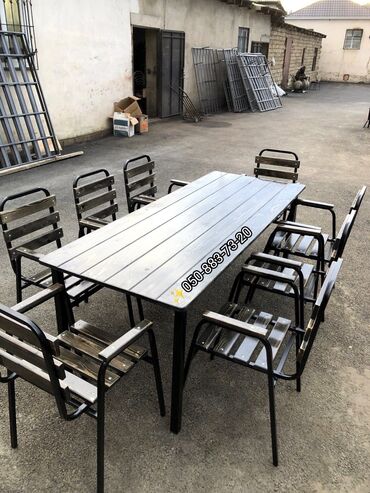 Bağ, çöl masa və oturacaq dəstləri: Yeni, Kvadrat masa, 4 stul, Açılmayan, Stullar ilə, Taxta, Azərbaycan — 9