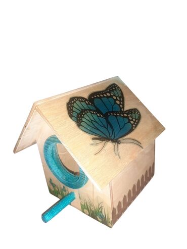 Yuvalar: Rəngli dekorativ quş evi Olçüsü 15*12*12 - Material: ağac - Dizayn — 12
