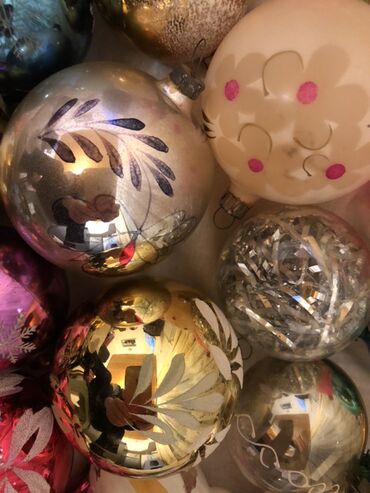 Yeni il oyuncaqları və bəzəkləri: Məhsul: Şaxta baba və Yeni il ağacı üçün qədim şüşə oyuncaqlar dəsti — 2