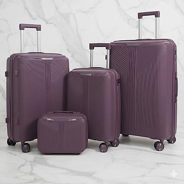 Чемоданы: Чемодан, Новый, Материал: Полиэстер, Большой (более 70 л), На колесах — 3