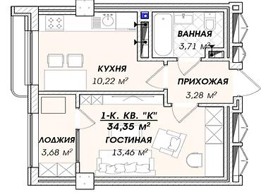 asman residence: 1 комната, 35 м², Азия Молл Элитка, 5 этаж, ПСО (под самоотделку) — 3