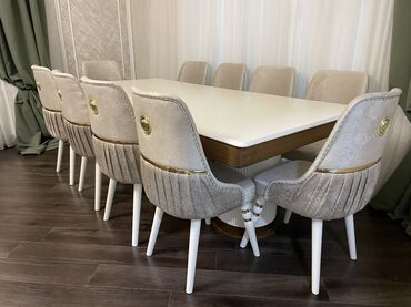 Masa və oturacaq dəstləri: Qonaq otağı üçün, Yeni, Açılan, Oval masa, 8 stul — 11