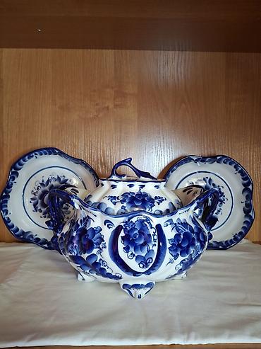 Qab-qacaq və mətbəx ləvazimatları: Çay dəsti, rəng - Göy, Keramika — 8
