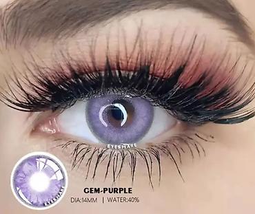 Косметика: Цветные контактные линзы для глаз - Модели и оттенки: - GEM-PURPLE — 1