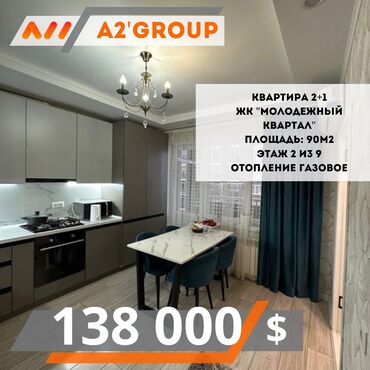 квартиру в балыкчы: 3 комнаты, 90 м², Элитка, 2 этаж, Евроремонт